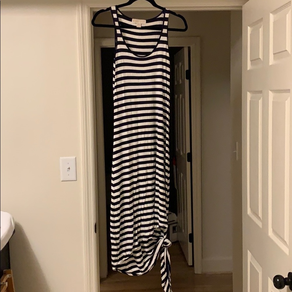 Michael by Michael Kors Navy/White Striped Midi